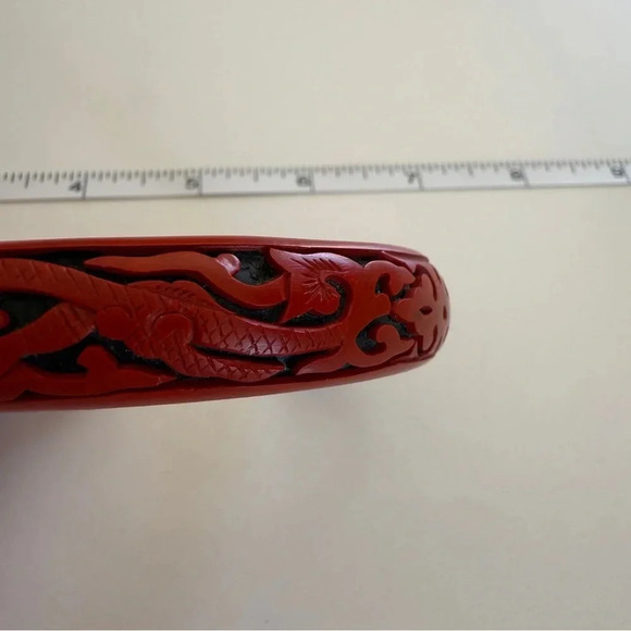 Red Cinnabar Bangle- Vintage- Carved - Picture 10 of 15